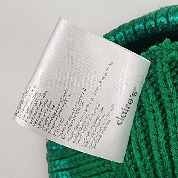 Claire's Lucky Green Foil Knit Beanie - Picture 3 of 4